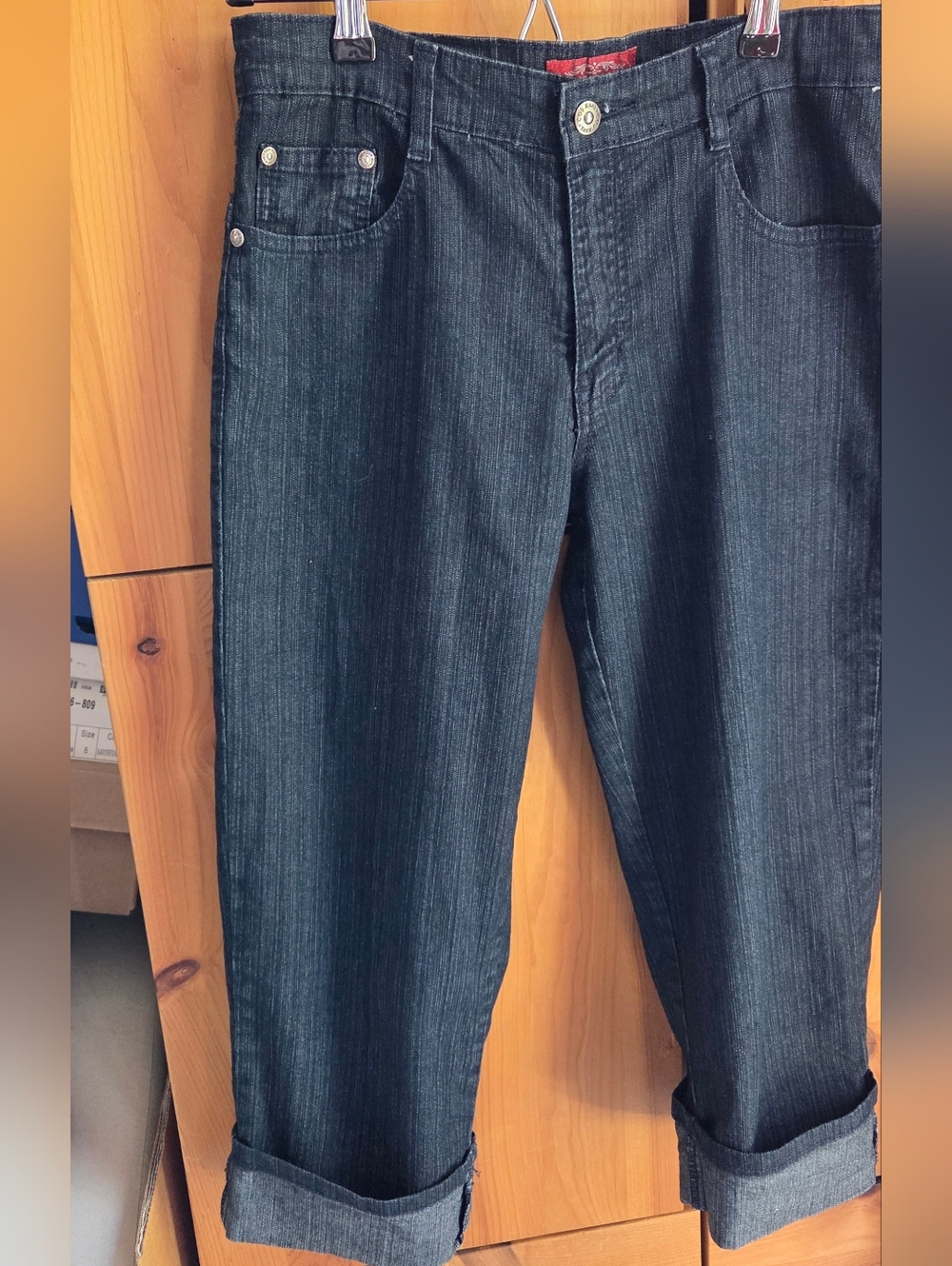 Cos Jeans Women's Dark Wash Straight Leg Cropped Cuffed Jeans Size 6